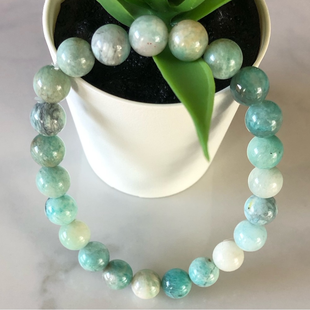 Amazonite 8mm Natural Stone Beads Stretchable Bracelet